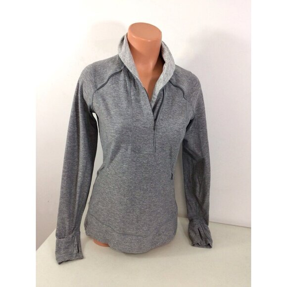 Lululemon Long Sleeve Top Gray Zip Front Womens 8 - Picture 6 of 6